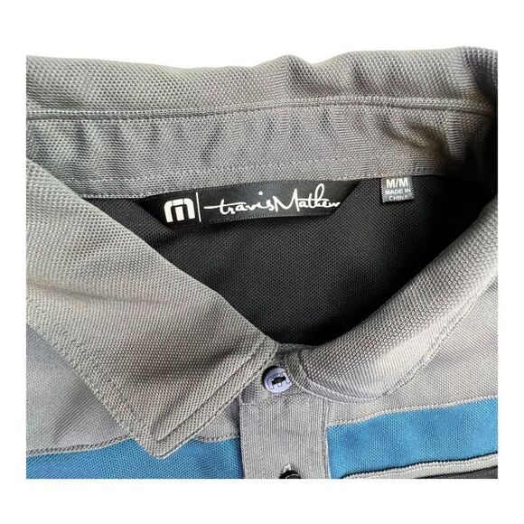 Travis Matthew Men's Striped Short Sleeve Golf Polo Shirt Black Gray Medium - Picture 8 of 13